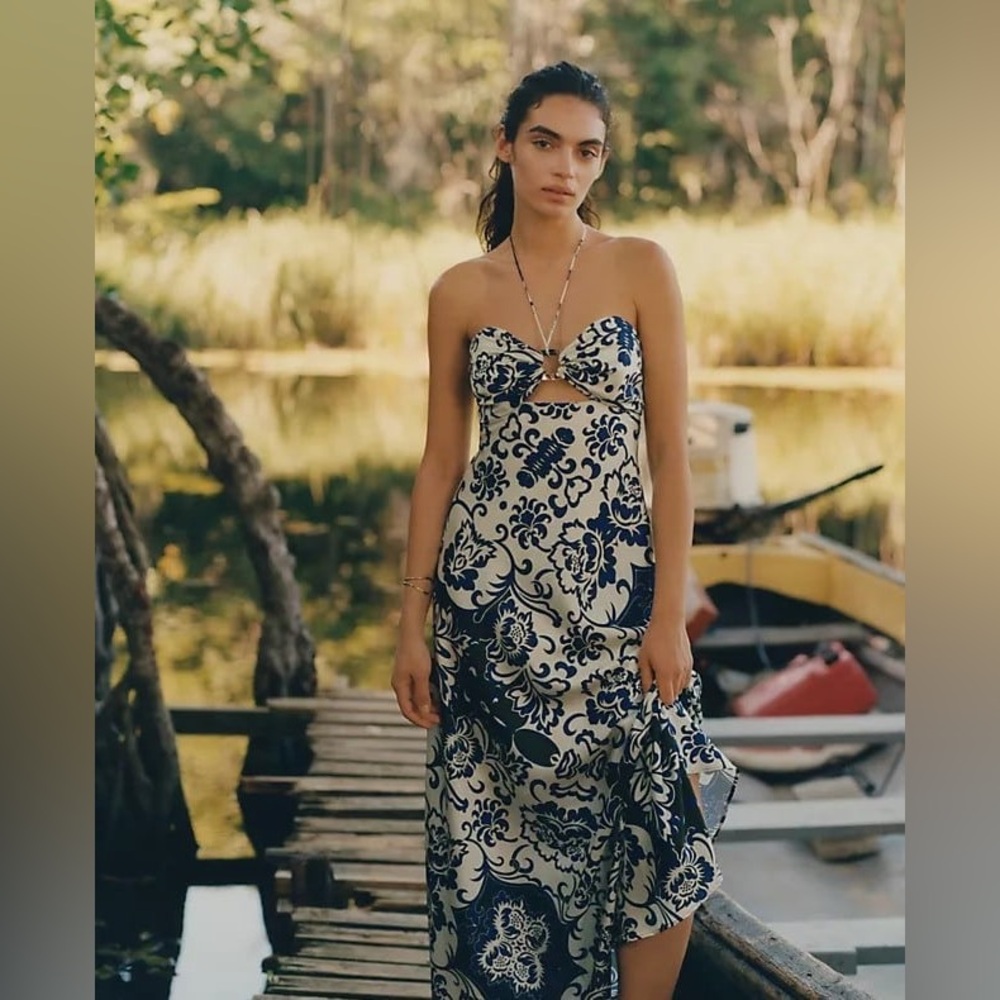 Anthropologie Delfi Collective Halter Floral Maxi Dress Size L